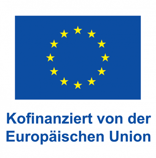 EU-Logo blau/gelb mit Schriftzug