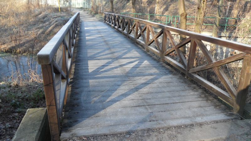 Holzbrücke, Reif, Winter