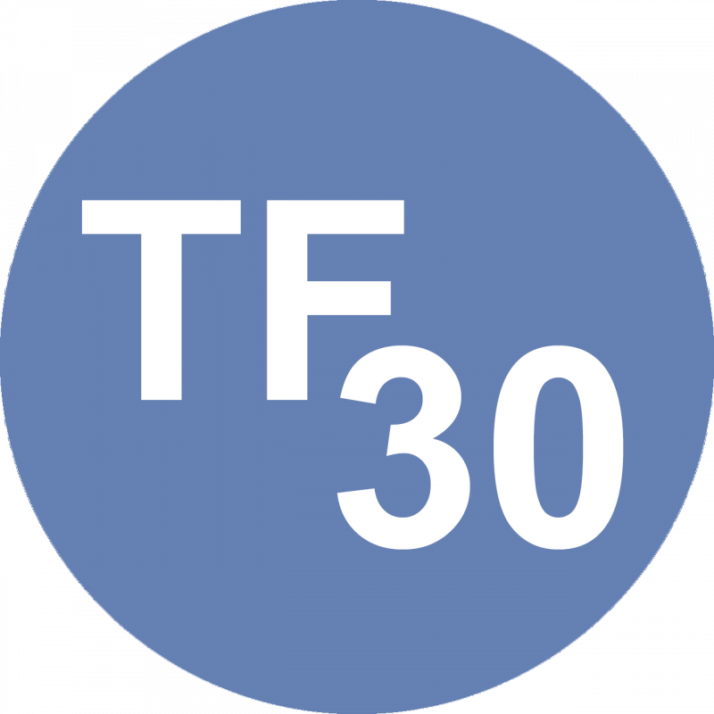 blauer Hintergrund, Aufschrift TF 30